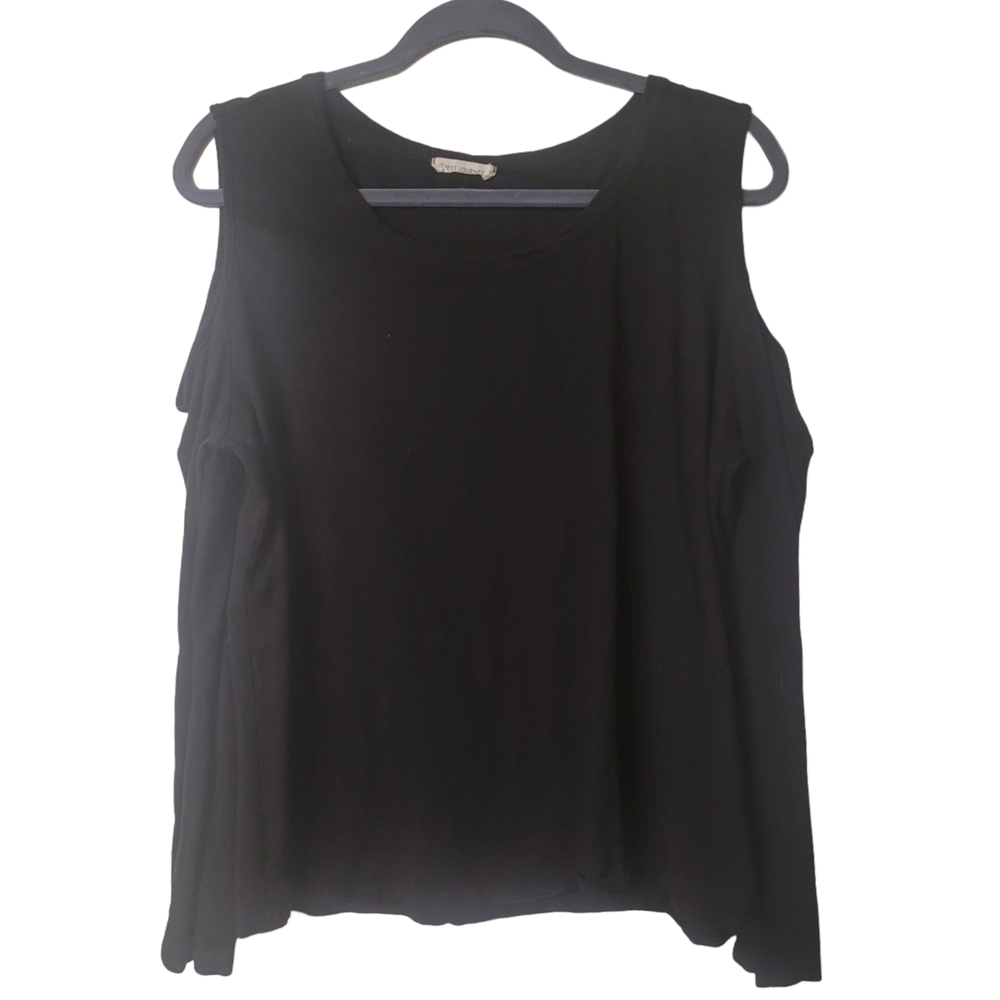 Black Sleeveless Cut Out Cold-Shoulder Tee Size XL